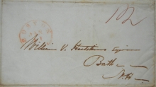 BOSTON+POSTAL+HISTORY+STAMPLESS+FOLDED+LETTER